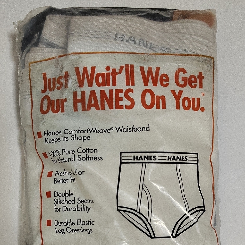 1992 Vintage Hanes Men's Classic White Briefs 3 Pack Size 30 - Picture 6 of 8